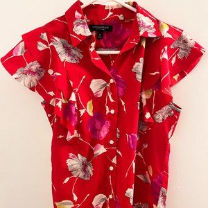 Banana Republic Red Floral Blouse